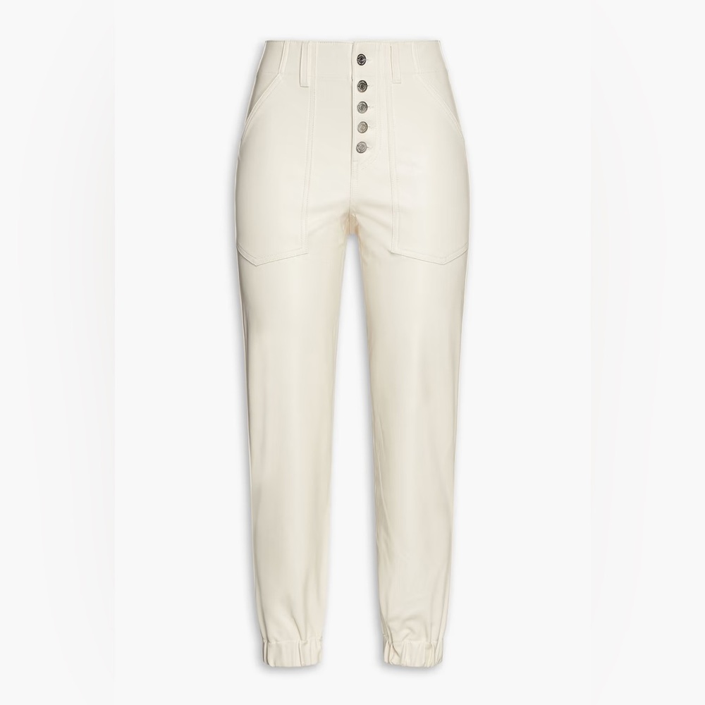 Veronica Beard Bolton Cropped Faux Leather Cargo Pants